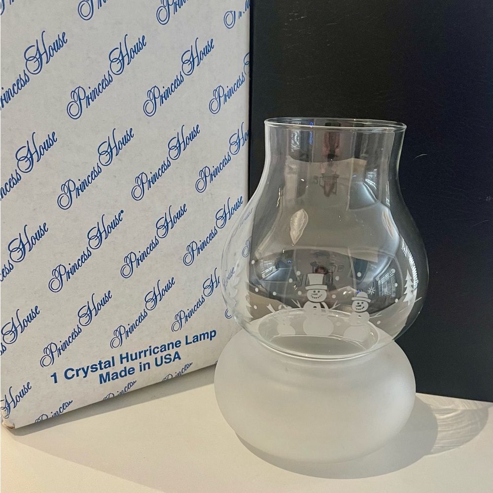 Princess House Christmas Crystal Hurricane Tea light holder